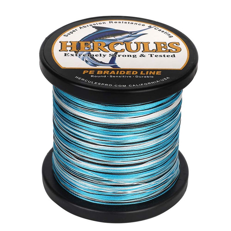 HERCULES Super Strong 1000M 1094 Yards Braided Fishing Line 50 LB Test for Saltwater Freshwater PE Braid Fish Lines 4 Strands - Blue Camo, 50LB (22.7KG), 0.37MM - Image 4